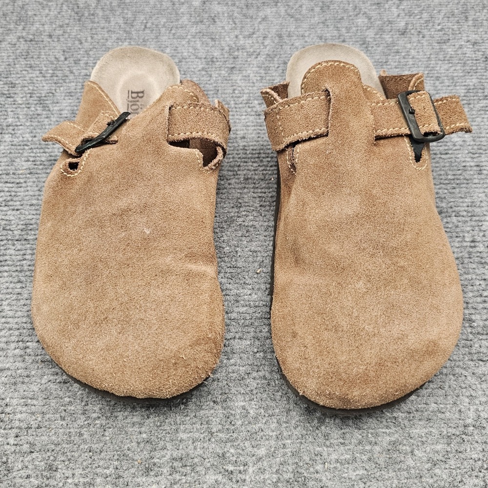 Bjorndal Harvard Brown Suede Clogs Mules Cork Footbed Women's Size 7.5 - 8 No Sz